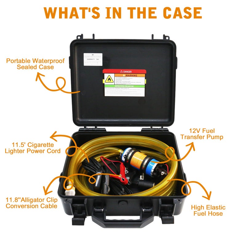 Steauty 12V External Inline Fuel Transfer Pump Set, Electric Fuel Pump 100GPH High Flow, Portable Gasoline Transfer Pump Universal for Vehicles, Boats, RVs, Equipment, Gasoline, Diesel (12V-Set) - Image 2