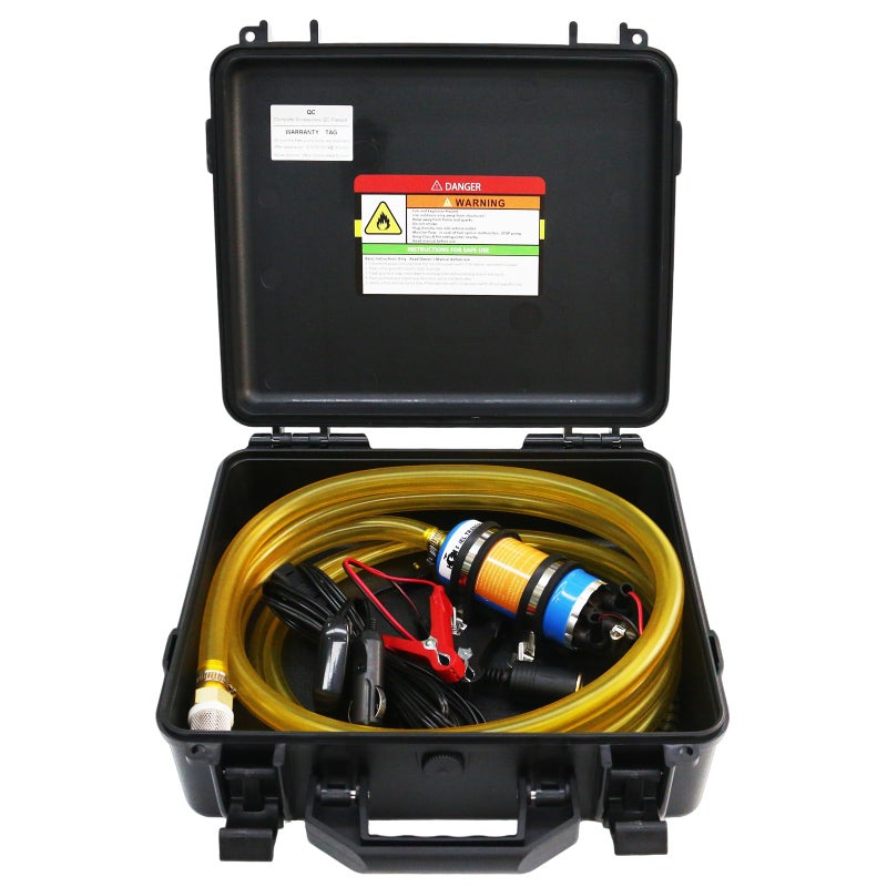 Steauty 12V External Inline Fuel Transfer Pump Set, Electric Fuel Pump 100GPH High Flow, Portable Gasoline Transfer Pump Universal for Vehicles, Boats, RVs, Equipment, Gasoline, Diesel (12V-Set) - Image 1