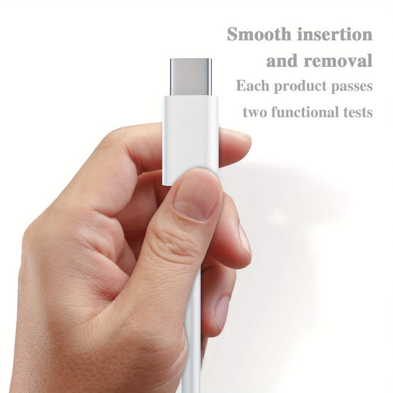 كابل بيانات أبيض من USB-C إلى USB-C بطول 8.2 قدم - Image 2