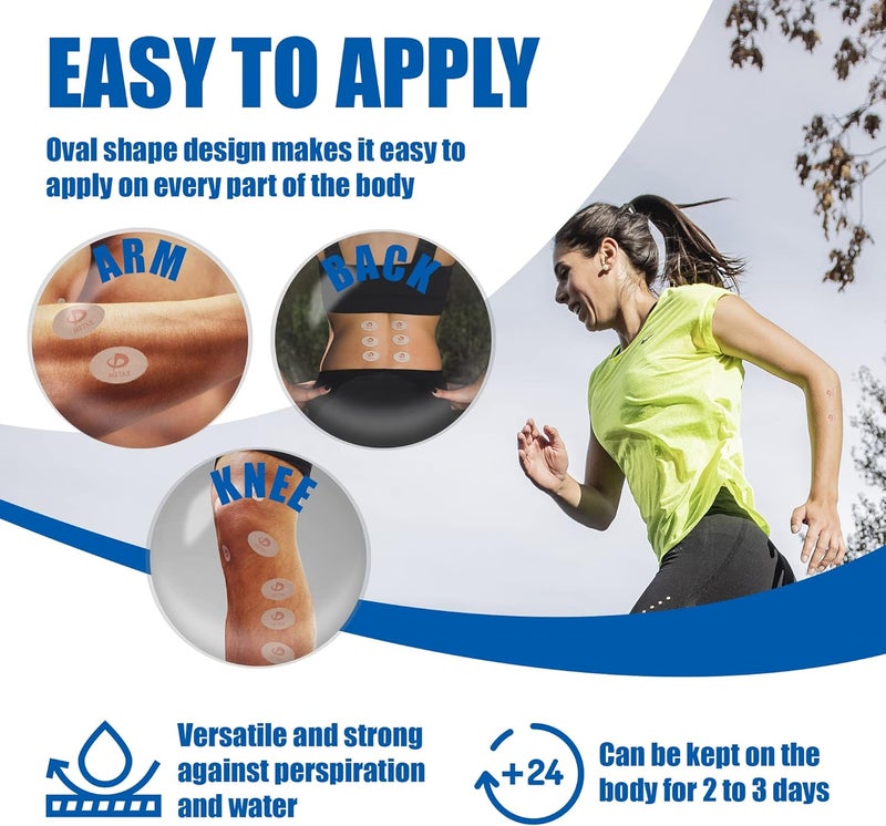 Phiten Metax Power Tape - Oval Shaped Water-Resistant Athletic Tape for Muscle, Knee, Elbow, Shoulder, and Joint Support - Professional Sports Therapeutic Athletic Tape - 50 Pieces - Image 2