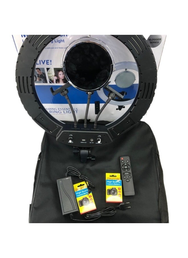 Generic - Spot Battery Charging Professional Led Fill Light With Mirror 18inch Rechargable Ring Light-Light Source Color:18-inch Fill Light + Three-position + Remote Control + Storage Bag + Mirror + Power Cord +2 Batteries +1.6 - Image 1