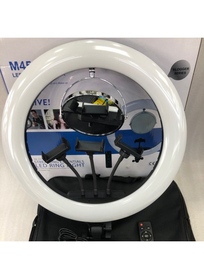Generic - Spot Battery Charging Professional Led Fill Light With Mirror 18inch Rechargable Ring Light-Light Source Color:18-inch Fill Light + Three-position + Remote Control + Storage Bag + Mirror + Power Cord +2 Batteries +1.6 - Image 1