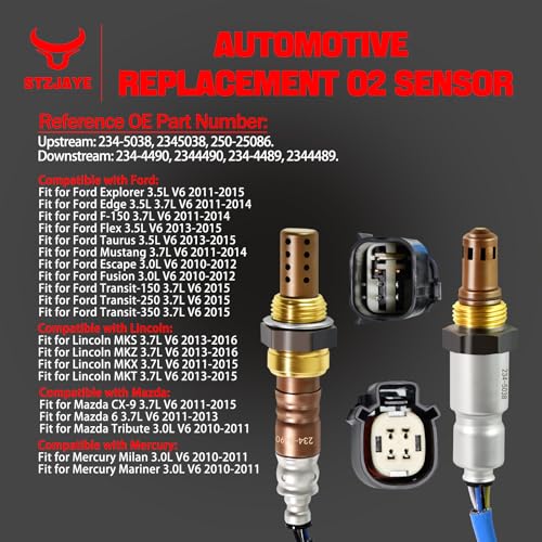 STZJAYE 4Pcs Oxygen O2 Sensor 2345038 2344490 Automotive Replacement 02 Sensors Compatible with FordExplorer F150MustangEdgeEscapeFlexFusionTaurus MKZ MKX MKT MKSTribute 20102016 - Image 3