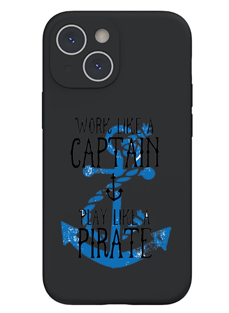 Theodor Protective Slim Fit Case Liquid Silicone Cover with Full Body Protection Anti-Scratch Shockproof Case For iPhone 15 Black  - Abu dhabi Sun - Image 1