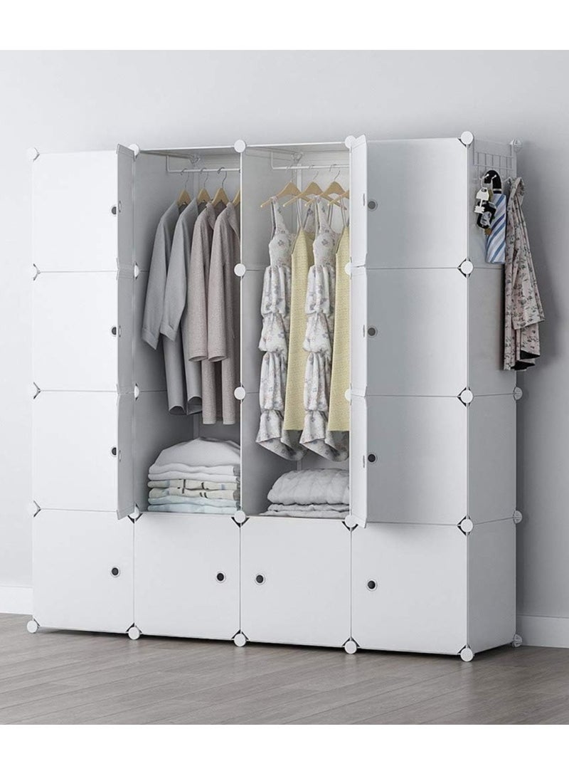 DubaiGallery خزانة تخزين مدمجة خزانة ملابس محمولة رف تخزين مادة ريزين صديقة للبيئة، تجميع DIY مكتبة معيارية، غرفة نوم، رف تخزين مع باب - Image 3