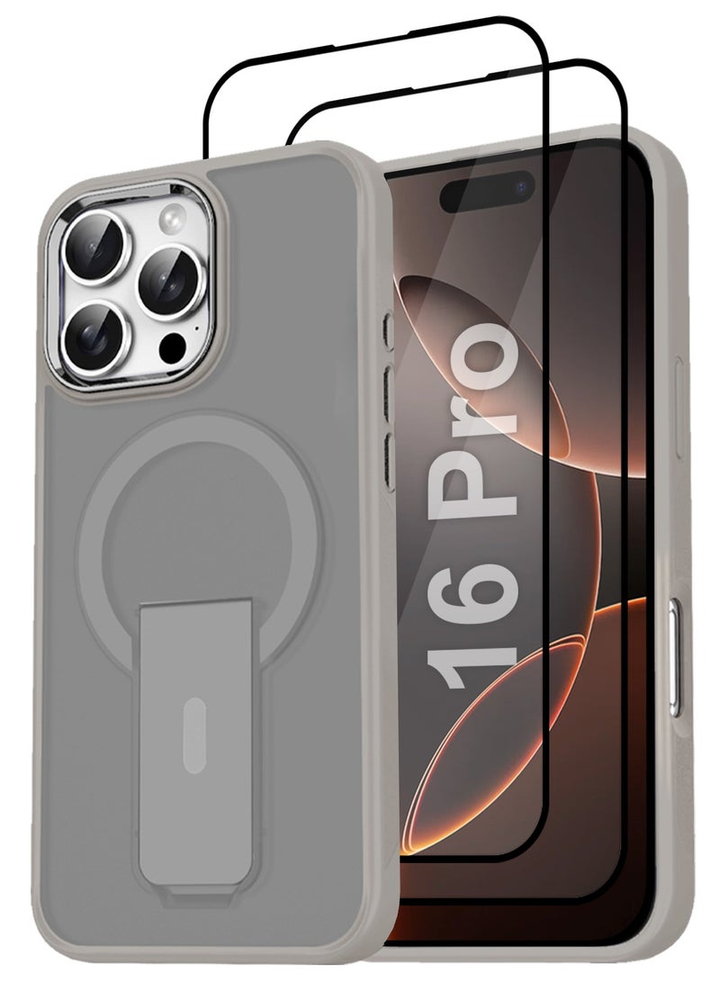 CATANES ( for iPhone 16 Pro ) 3 Pack, 1 Case and 2 Screen Protectors Magnetic Kickstand Cover with Screen Camera Protection Support Wireless Charging Cover - Image 1