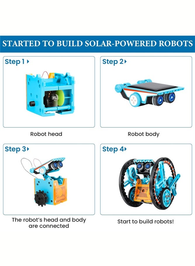 شبيلي لعبة تعليمية STEM مجموعة روبوتات شمسية 13 في 1، طقم تركيب روبوت DIY للأطفال عمر 8+، تعلّم الروبوتات والعلوم مع لوح شمسي وخيار تشغيل بالبطارية للمنزل أو المدرسة (أزرق) - Image 5