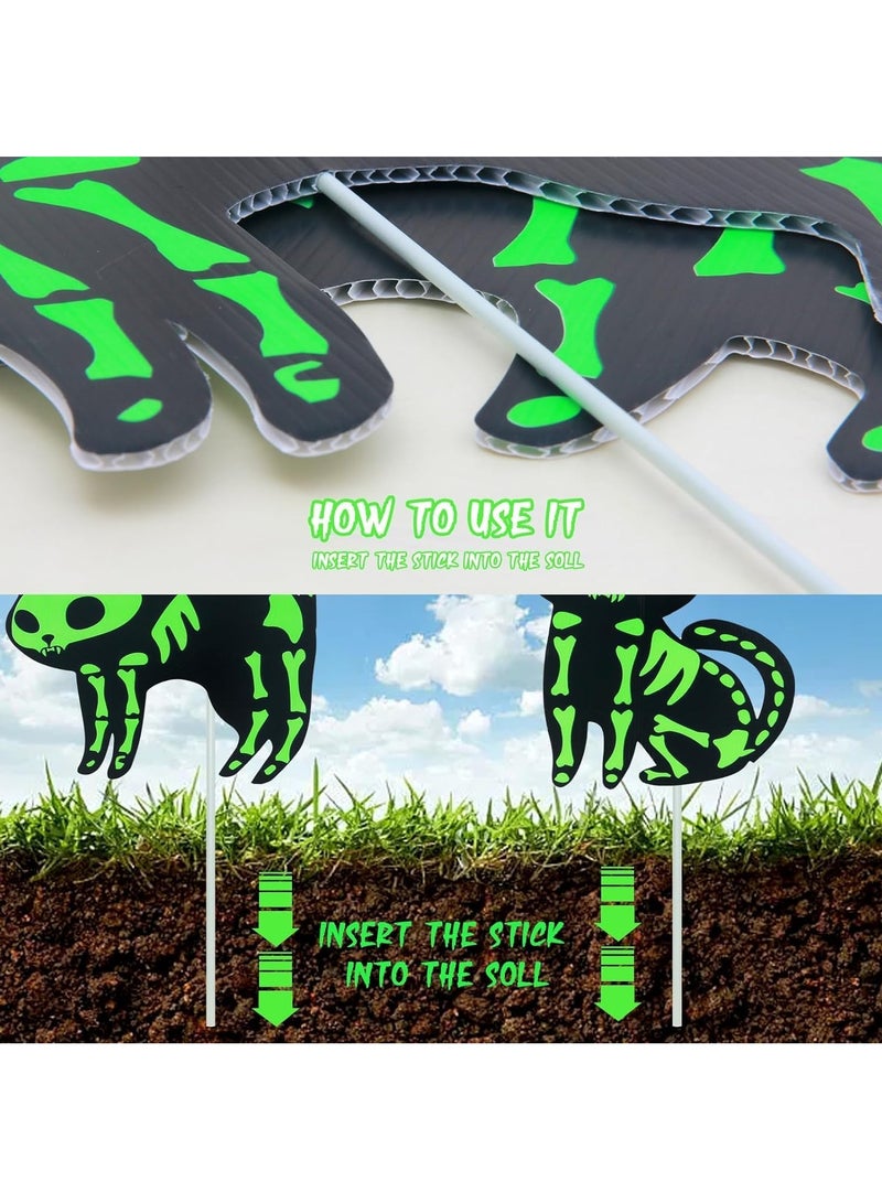 Glow-in-the-Dark Black Cat Sign Patio Decorations Suitable for Outdoor Garden Lawns Halloween (4 Pieces Glowing Cats) - Image 4