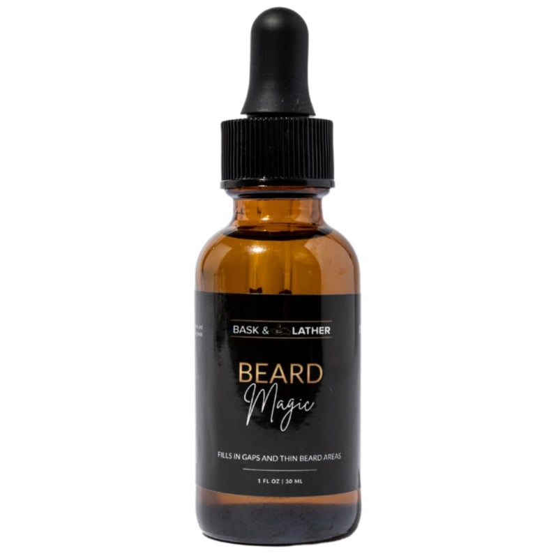 Bask & Lather Beard Magic Growth Oil for Men, Helps Stimulate Hair Growth and Softness, Natural Oil For Bald Spots and Patchy or Thin Facial Hair, Supports a Thicker Fuller Beard, 1 fl oz - Image 1