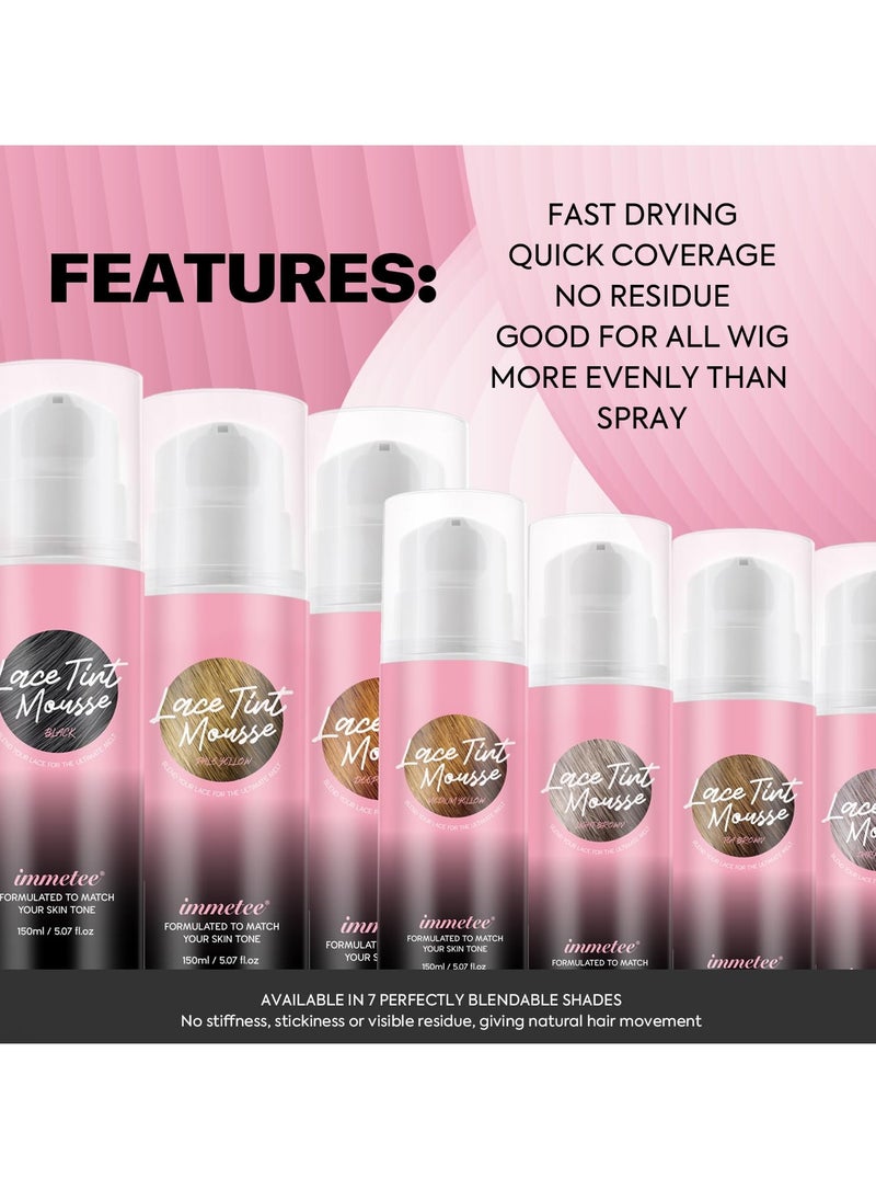 Immetee immetee Lace Tint Mousse for Wigs, Wig Tint Lace Spray Lace Melting Foam Quick Dry, No Residue, Matching Skin Tone, Natural Look. 150ML/5.07FL OZ (BLACK)  - Image 3