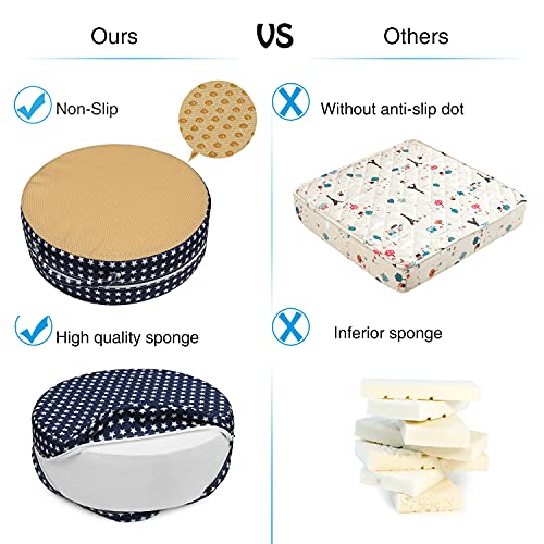 Zicac Kids' Anti-Slip Chair Seat Cushion- Dining Seat Pad Dismountable Round Seat Cushion (Blue Star) - Image 4