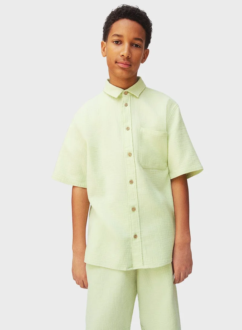 اتش اند ام Kids Crinkled Shirt & Shorts Set