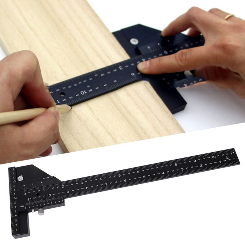 Woodworking T Ruler Woodworking Aluminum Alloy Wood Scriber Measure Scribing Ruler - Image 4