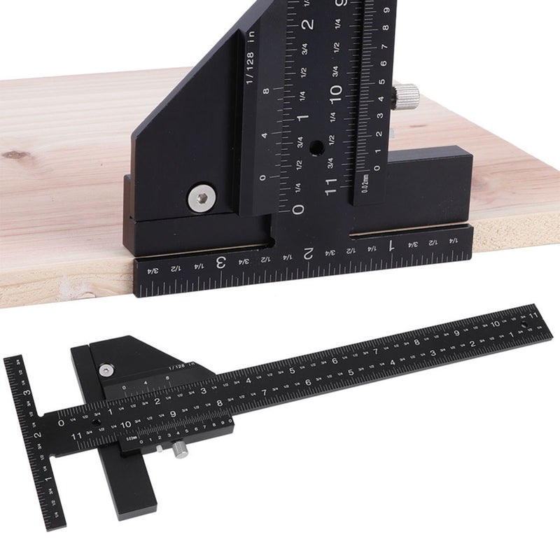 Woodworking T Ruler Woodworking Aluminum Alloy Wood Scriber Measure Scribing Ruler - Image 5