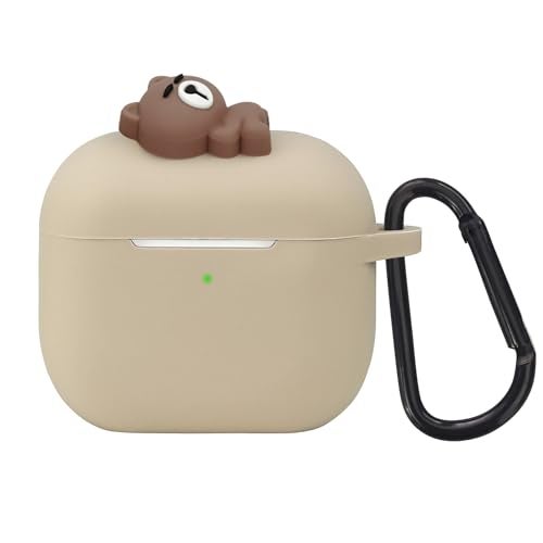 Wonhibo for Airpods 3 Case, Cute Kawaii Animal Cover for Airpod 3rd Gen 2021 Generation with Keychain (Khaki Bear) - Image 1