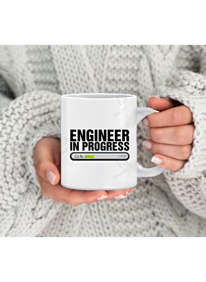 كوب بطباعة عبارة مهندس في التقدم مج للشاي والقهوة بمقبض مريح متعدد الألوان