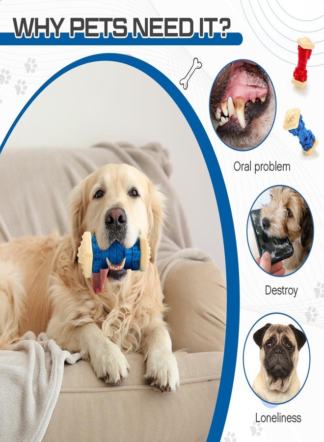 Aliceset 2 Pcs Dog Toys for Aggressive Chewers Tough Durable Indestructible Puzzle Interactive Dog Cognitive Chew Toys with Beef Flavor, Safe Rubber Bone Shape Enrichment Gift to Keep Them Busy - Image 4