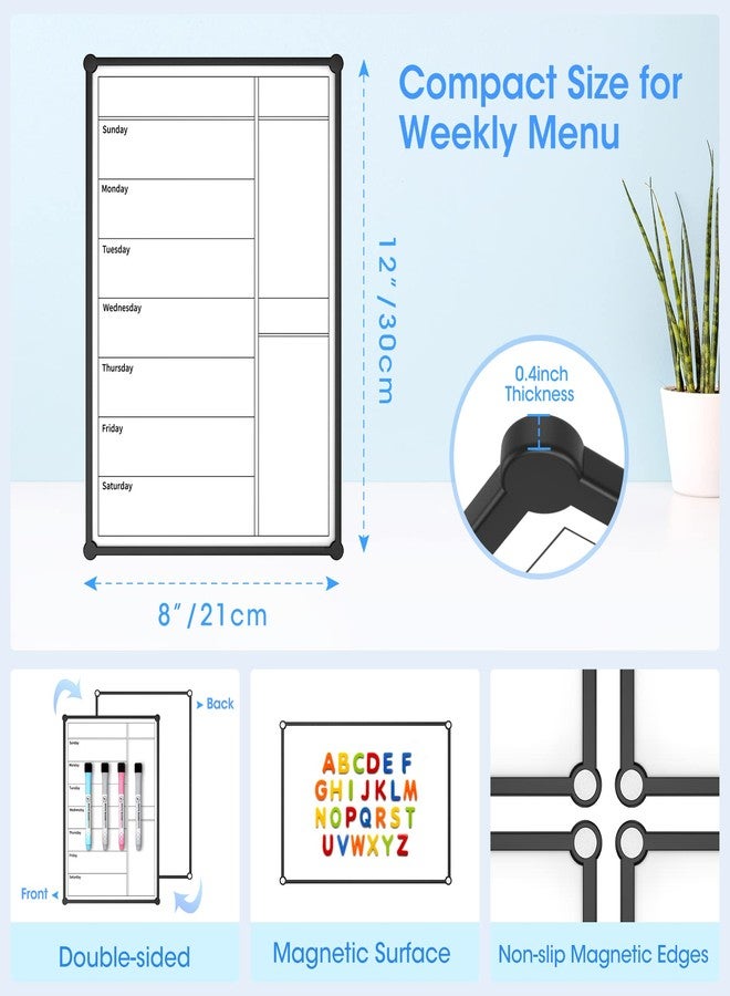 Tenyond Weekly Calendar for Fridge,12×8” Magnetic Fridge Calendar Refrigerator Calendar, Weekly Meal Planner Magnetic, Menu Board, Double-Sided, Grocery List, Menu Planner for Refrigerator/Locker, 4 Markers - Image 3