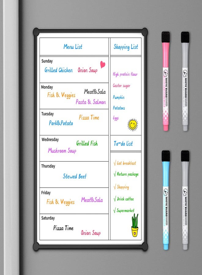 Tenyond Weekly Calendar for Fridge,12×8” Magnetic Fridge Calendar Refrigerator Calendar, Weekly Meal Planner Magnetic, Menu Board, Double-Sided, Grocery List, Menu Planner for Refrigerator/Locker, 4 Markers - Image 1