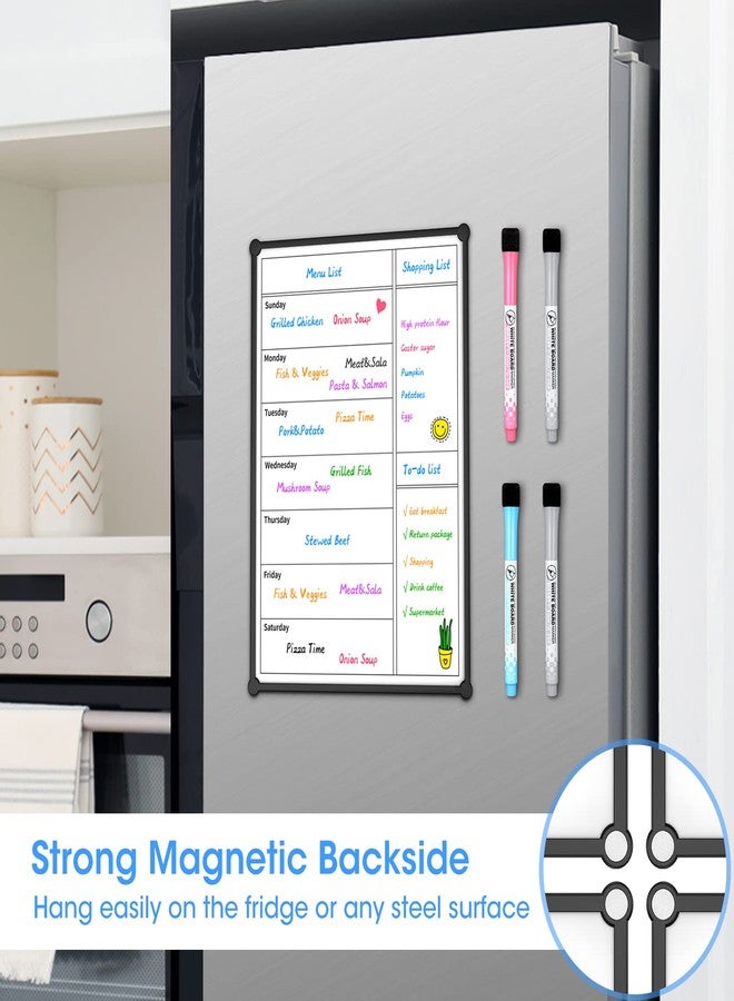 Tenyond Weekly Calendar for Fridge,12×8” Magnetic Fridge Calendar Refrigerator Calendar, Weekly Meal Planner Magnetic, Menu Board, Double-Sided, Grocery List, Menu Planner for Refrigerator/Locker, 4 Markers - Image 2