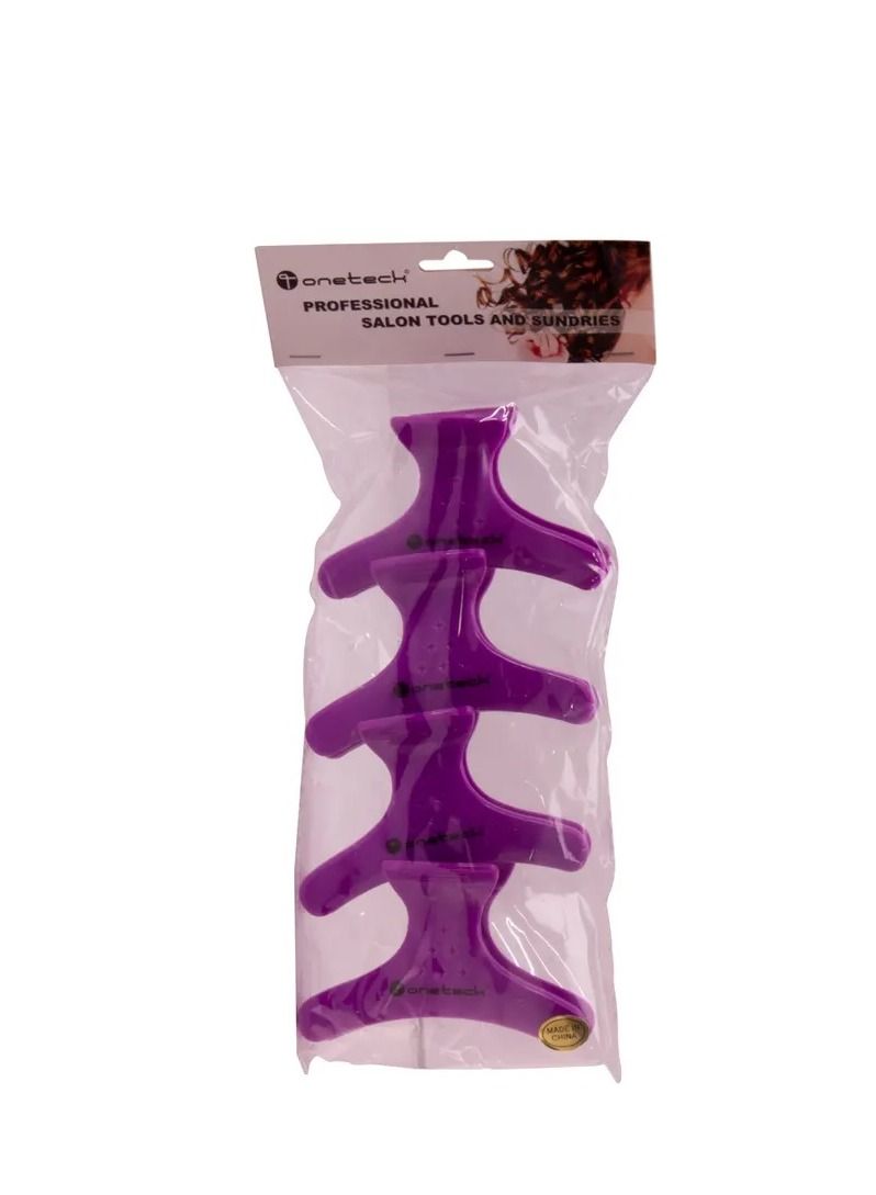 وان تيك مشابك شعر بسيطة وأنيقة من ون تك - أرجواني، 4 قطع - مشابك أنيقة ومتينة لتصفيف الشعر اليومي - Image 1