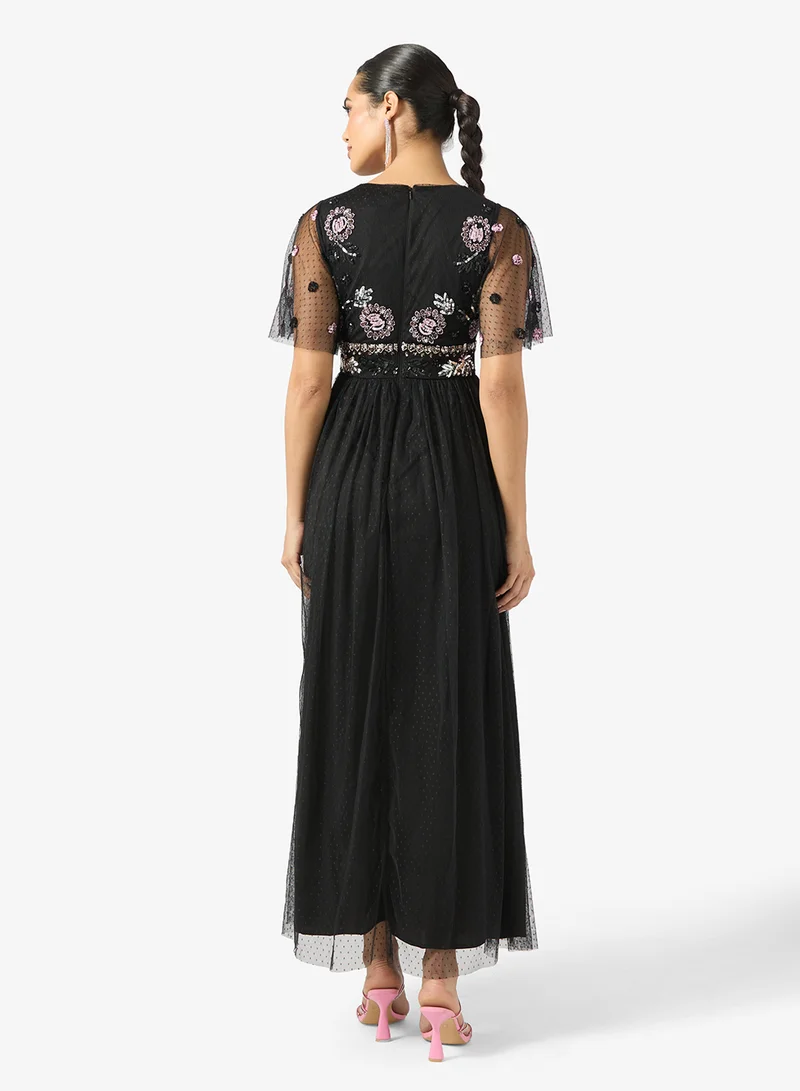 مايا Celestial Embellished High Neck Maxi Dress
