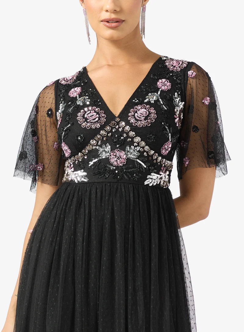 Maya Celestial Embellished High Neck Maxi Dress