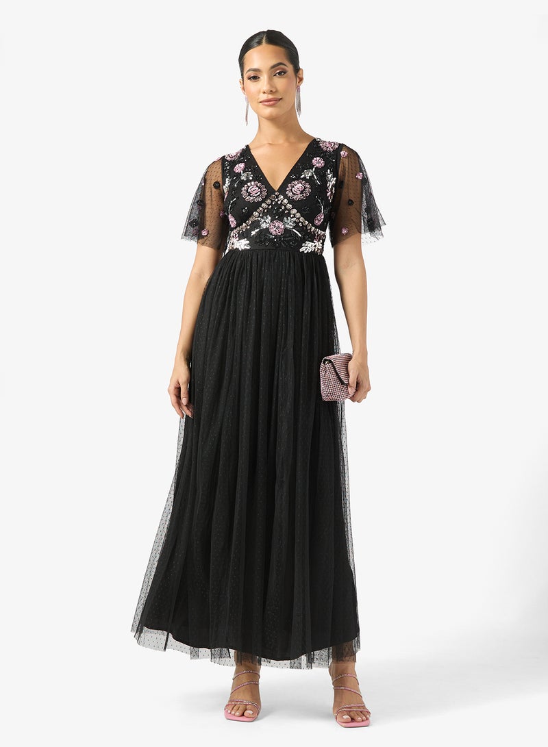 Maya Celestial Embellished High Neck Maxi Dress - Image 4