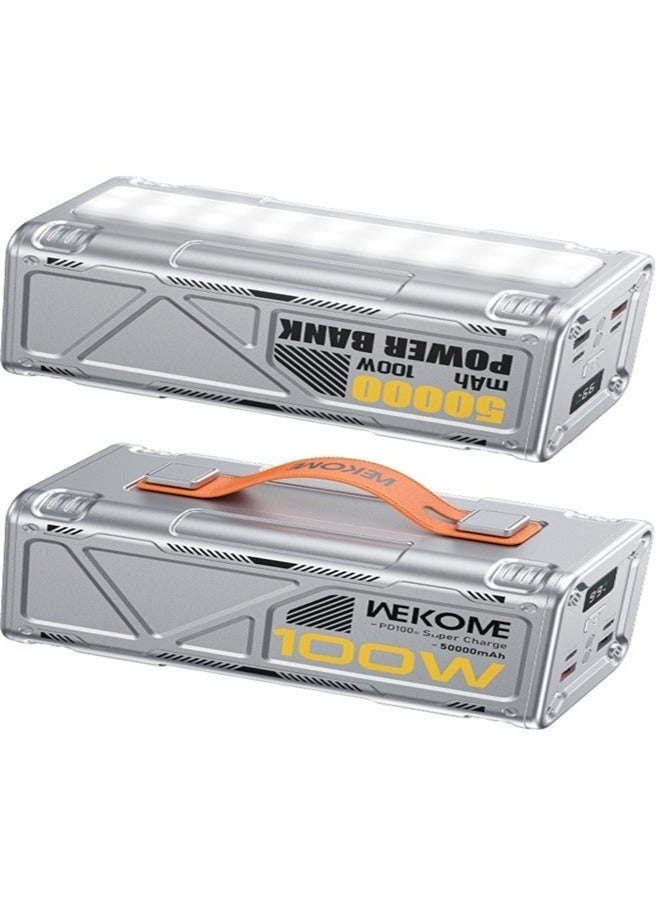 WEKOME WP-08 50000mAh Ultra High-Capacity Power Bank – Fast Charging Portable Battery Pack with Dual Type-C Inputs, USB Outputs & Smart LED Digital Display | Multi-Device Charger – Black - Image 3