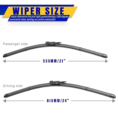 Rooppa 2 مساحات استبدال لسيارة شيفروليه ترافيرس 2012-2017 / بويك إنكلايف / أكاديا MK1 2012-2016 / بويك لوسيرن 2008-2011، شفرات مساحات الزجاج الأمامي استبدال المعدات الأصلية - 24"/21" (مجموعة من 2) - Image 2