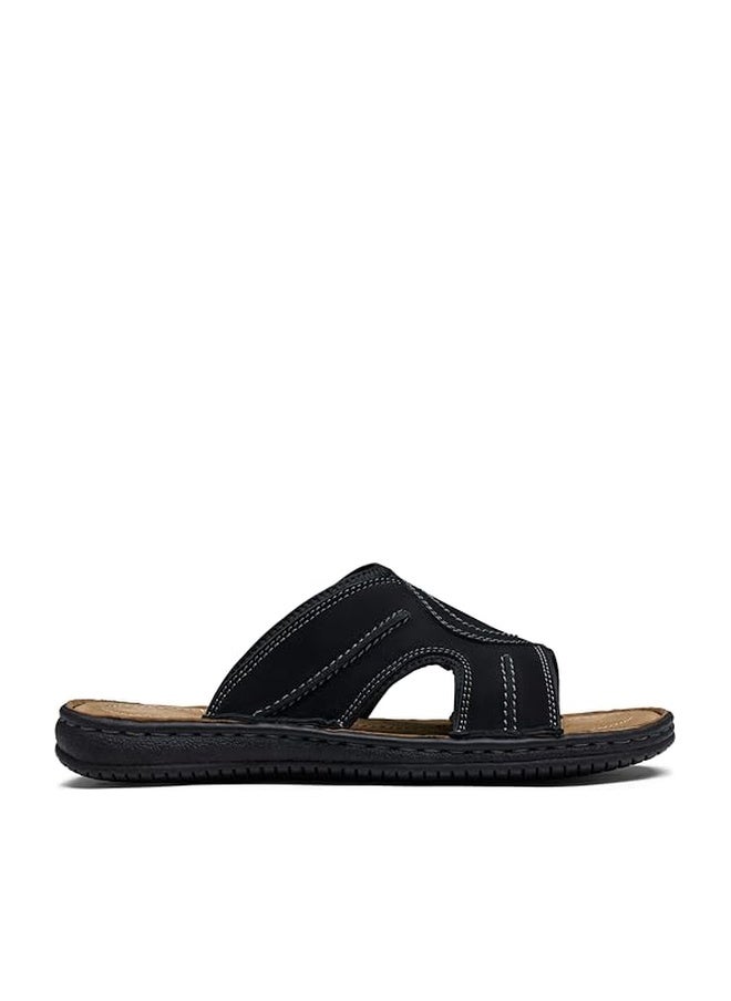 Jousen Men's Leather Sandals Arch Support Slide Outdoor Retro Fisherman Sandals for Men (AMY2004 Black 10) - Image 1