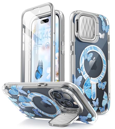 I-blason iBlason Cosmo Magnetic for iPhone 15 Pro Max Case with Camera Cover Stand MagSafe Compatible Slim FullBody Phone Case for iPhone 15 Pro Max with Builtin Screen Protector Kickstand Bluefly - Image 1