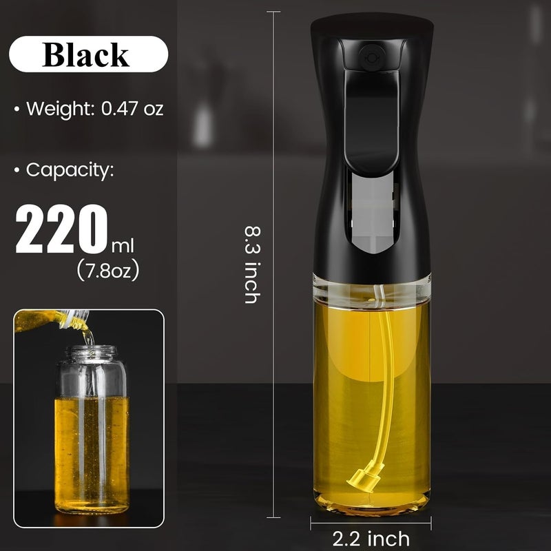 PEIPU Oil Sprayer for Cooking-7.5oz/220ml Glass Olive Oil Sprayer Mister, Kitchen Gadgets Accessories for Air Fryer,Canola Oil Spritzer,Widely Used for Salad Making,Baking,Frying,BBQ (Black) - Image 5