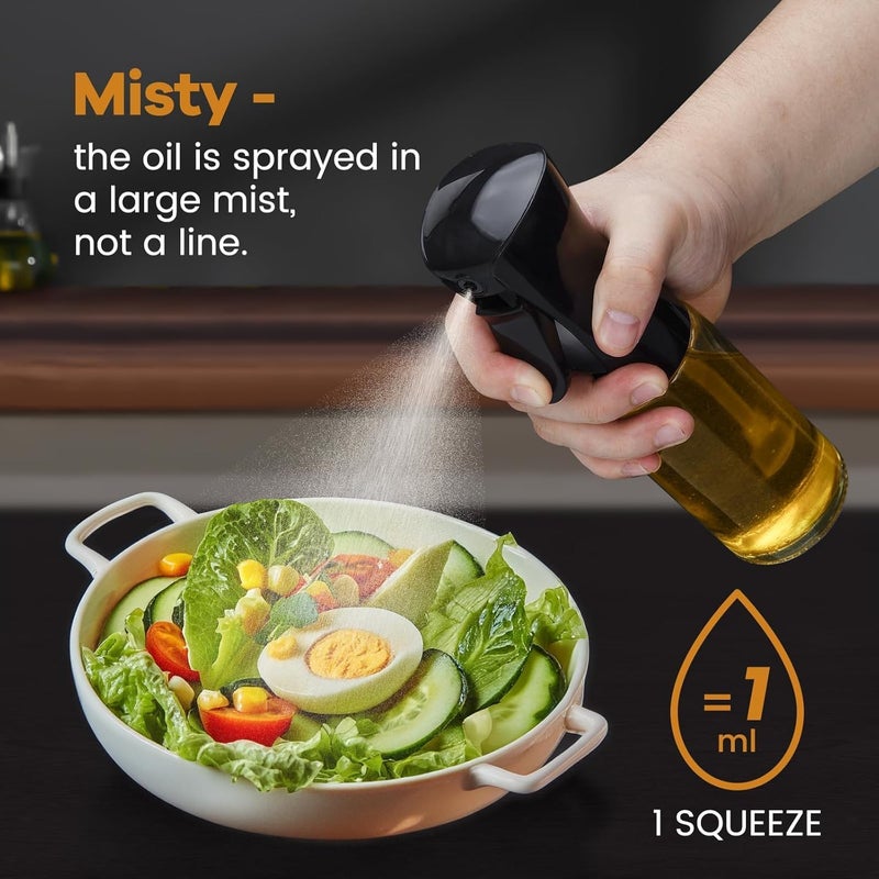 PEIPU Oil Sprayer for Cooking-7.5oz/220ml Glass Olive Oil Sprayer Mister, Kitchen Gadgets Accessories for Air Fryer,Canola Oil Spritzer,Widely Used for Salad Making,Baking,Frying,BBQ (Black) - Image 2