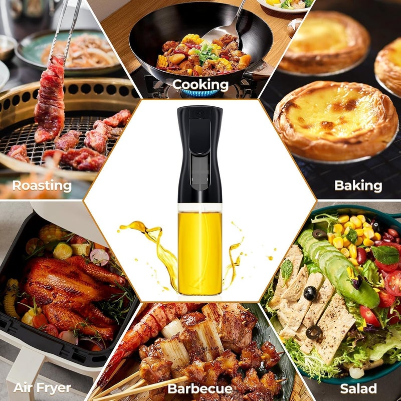 PEIPU Oil Sprayer for Cooking-7.5oz/220ml Glass Olive Oil Sprayer Mister, Kitchen Gadgets Accessories for Air Fryer,Canola Oil Spritzer,Widely Used for Salad Making,Baking,Frying,BBQ (Black) - Image 4