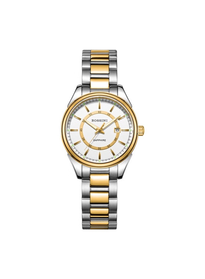 Rossini Women'S Quartz Watch With White Dial And Steel Strap, Birthday Gift For Girlfriend, National Calendar Business Temperament 5578 - Image 2