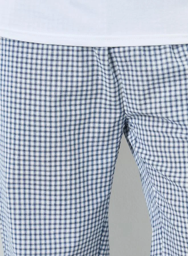 Styli  Men Solid Relaxed T-Shirt and Checked Pyjama Set for Men | Best Price UAE