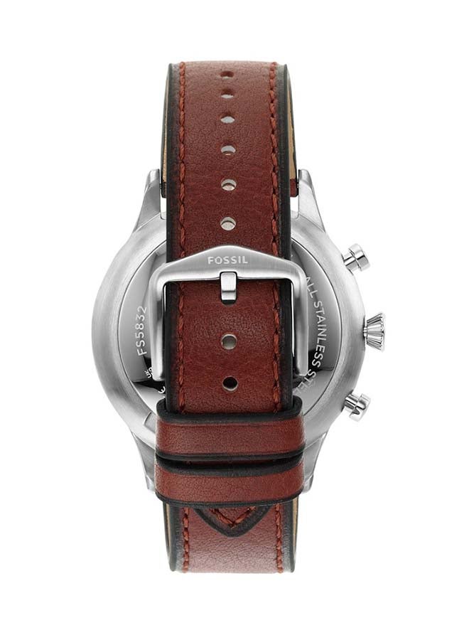 FOSSIL Men Retro Pilot Round Shape Analog Leather Strap Wrist Watch FS5832 - 44mm - Brown - Image 3