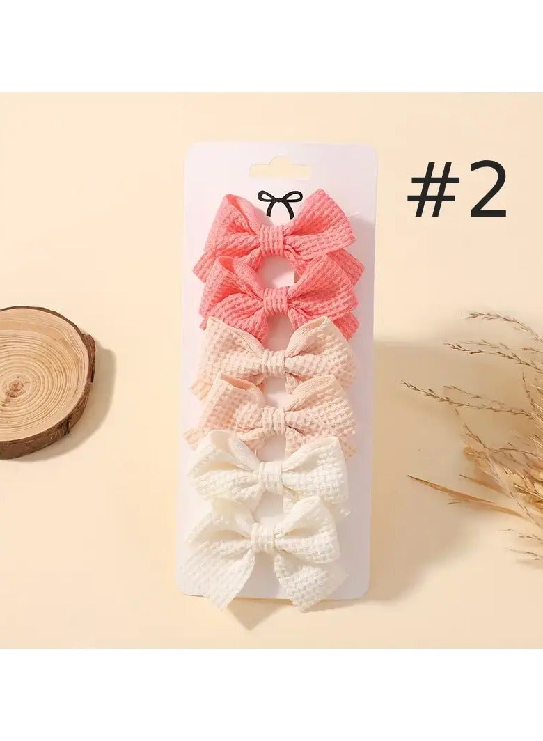 A Set Of 6 Bow Hair Clips Made Of Polyester For Children - Hair Accessories Suitable For All Occasions. - Image 3