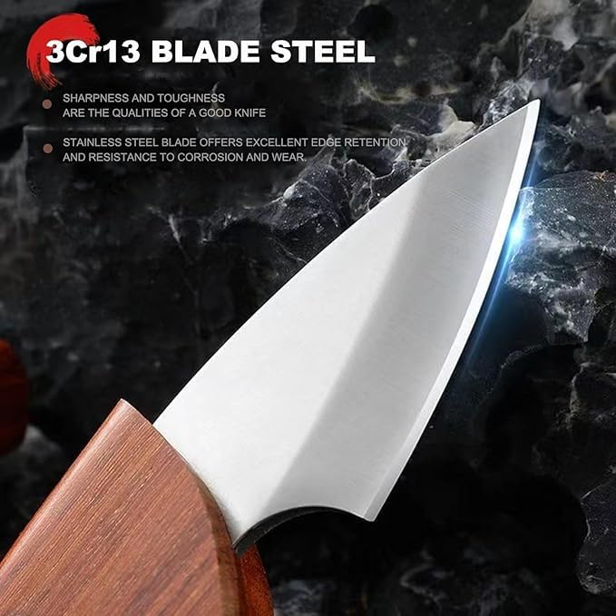 JUWIL سكين تقشير ونحت صغيرة ذات شفرة ثابتة، شفرة فولاذية مقاومة للصدأ كاملة، مع غلاف مريح واقي، أداة EDC مدمجة للتخييم، إعداد المطبخ، البوشكرافت والاستخدام الخارجي اليومي - Image 2