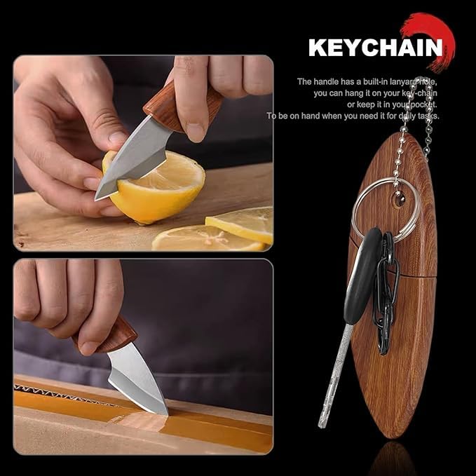 JUWIL سكين تقشير ونحت صغيرة ذات شفرة ثابتة، شفرة فولاذية مقاومة للصدأ كاملة، مع غلاف مريح واقي، أداة EDC مدمجة للتخييم، إعداد المطبخ، البوشكرافت والاستخدام الخارجي اليومي - Image 4