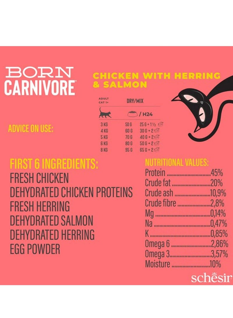 Schesir Born Carnivore Grain Free Oven Baked Dry Cat Herring & Salmon 1.25kg - Image 4