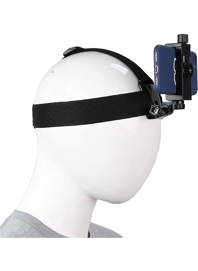 Head-Mounted Mobile Phone Mount, First-Person View Live Shooting Bracket, Holder for Phone (4-7), Head Strap Holder Kit Compatible with iPhone Smartphones and Action Camera - Image 2