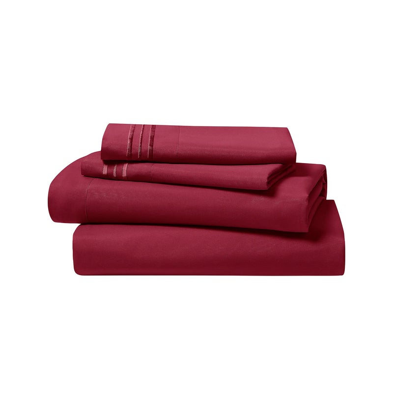 Clara Clark Bed Sheets, Premier 1800 Series 4 Piece Bed Sheet Set, Deep Pocket, Wrinkle, Fade, Stain Resistant, Luxury Soft Bedding Sheets & Pillowcases, Queen, Burgundy Red - Image 5