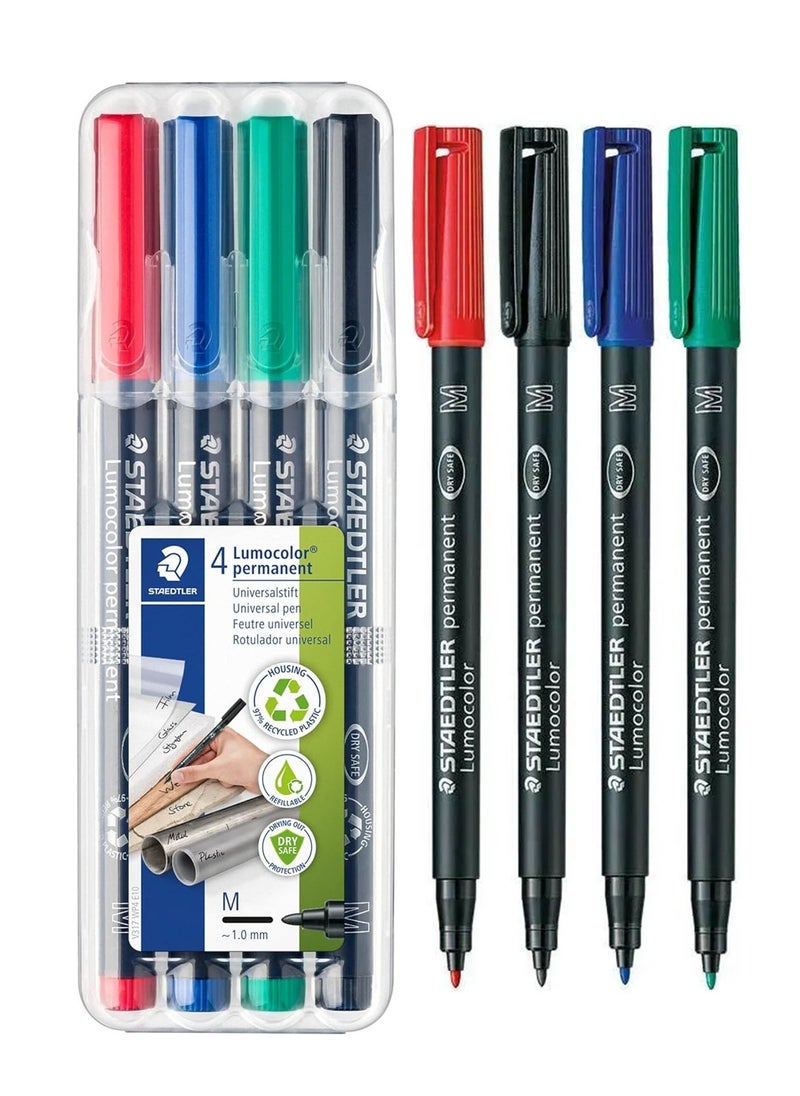 STAEDTLER - 4-Piece Lumocolor Permanent Universal Marker Medium Tip Multicolour - Image 1