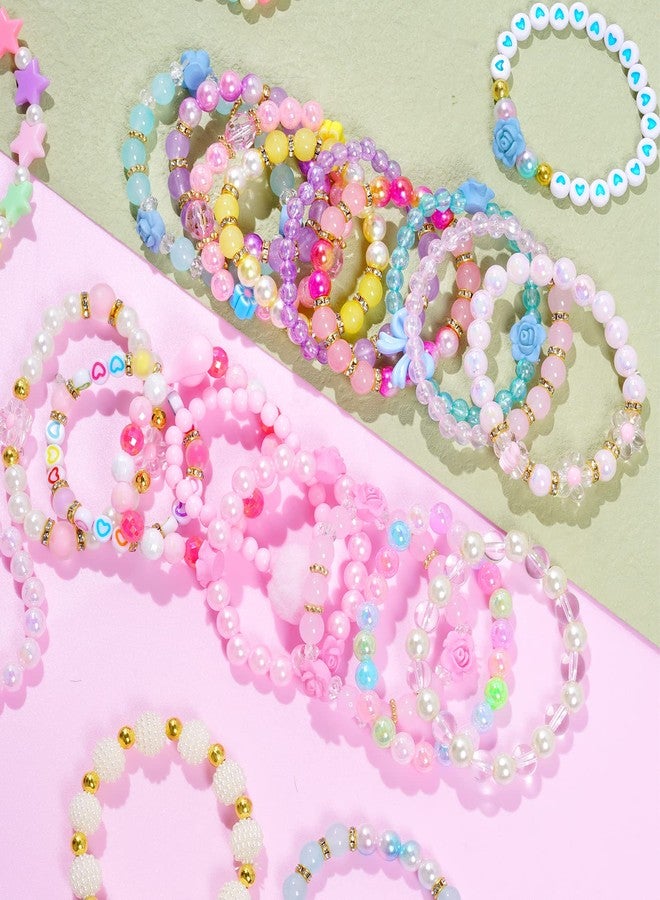Dxhycc 24 Pieces Princess Bracelets Girls Beaded Bracelets Little Girls Costume Jewelry Set for Birthday Party Favors - Image 5