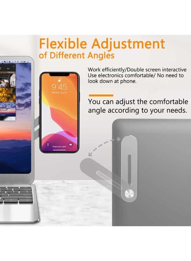 Laptop Phone Holder, Side Mount Monitor Phone Stand, Portable Foldable Smartphone Bracket, Slim Expansion Holder for Laptop/Desktop Screen, Compatible with All Phones – Silver - Image 4