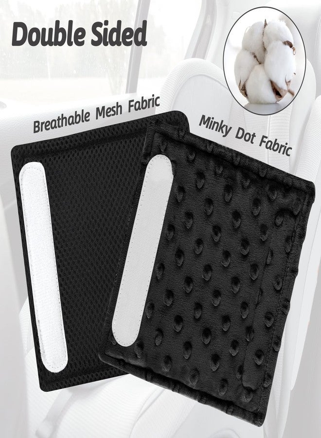 WINGHENLEE Baby Car Seat Strap Pads, Toddler Car Seat Strap Shoulder Covers for Baby Kids, Double-Sided Car Seat Belt Covers for Stroller/Pushchair/Baby Swing, Soft Flannel & Mesh, Black - Image 4