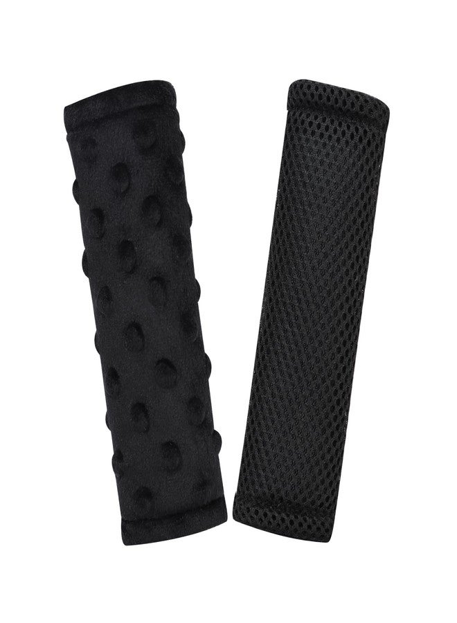 WINGHENLEE Baby Car Seat Strap Pads, Toddler Car Seat Strap Shoulder Covers for Baby Kids, Double-Sided Car Seat Belt Covers for Stroller/Pushchair/Baby Swing, Soft Flannel & Mesh, Black - Image 1