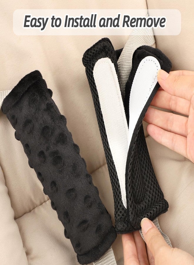 WINGHENLEE Baby Car Seat Strap Pads, Toddler Car Seat Strap Shoulder Covers for Baby Kids, Double-Sided Car Seat Belt Covers for Stroller/Pushchair/Baby Swing, Soft Flannel & Mesh, Black - Image 5